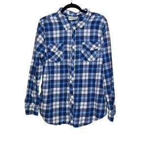 Sojara Michigan‎ Wolverines Blue Plaid Flannel Shirt Size Large Oversized